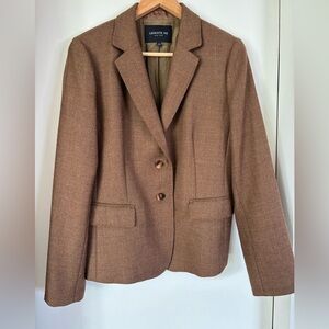 Lafayette 148 Loro Piana Wool & Silk Blazer Womens Size 8 Brown Italy